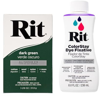 Tinte en Polvo Concentrado Multiusos para Teñir Ropa, Decoración y Manualidades, Tinte de Ropa Color Verde Oscuro con Fijador ColorStay