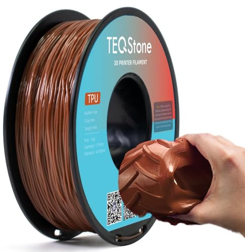 TEQStone TPU Filament 1.75mm Neu Braun 1Kg Spule 95A Flexibel Weiches 3D Drucker Filament Maßgenauigkeit +/-0.03mm Vakuumverpackung