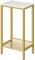 HOOBRO Beistelltisch Hoch, Telefontisch mit Verstellbarer Netzablage, Schmaler Nachttisch, Sofatisch, 38 x 28 x 73,5 cm, für Büroflur, Wohnzimmer, Industrie-Design, Weiß und Gold EDW03DH01