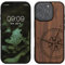 kwmobile Hülle kompatibel mit Apple iPhone 16 Pro Hülle - Holz Case - Handy Cover - TPU Handyhülle in Dunkelbraun Kompass Vintage