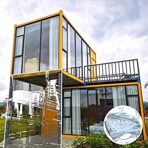 Outdoor Clear Tarp Curtain 2m x 4m Waterproof and Weather Resistant PVC Partition Curtains with Eyelet Ideal Vinyl Curtains for Gazebo Front Porch and Pergola