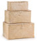 Woodluv Set of 3 Seagrass Storage Box with Lid, Lightweight Woven Basket for Shelves, Lidded Organiser Hamper Baskets, Natural
