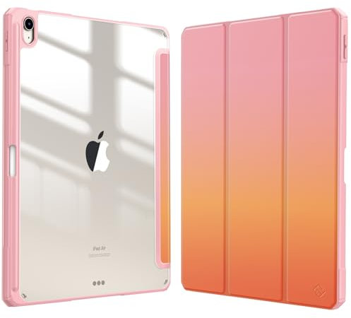 Fintie Funda Híbrida para iPad Air de 13 Pulgadas (M3) 2025 / (M2) 2024, [Soporte para lápices Integrado] a Prueba de Golpes con Carcasa Trasera Transparente,Rosa Degradado