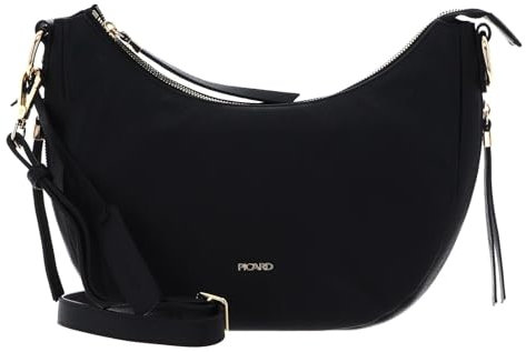 Picard JAVA Damen Umhängetasche – Echtes Leder, weiche Haptik, Reißverschluss, Anhänger, vielseitig, Schwarz, 28x10x21 cm, 121015K001
