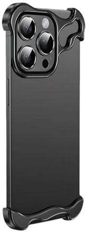 Alloy Armor Bumper Case for Iphone 16 Pro Max, 16/15/14/13/12 Series, Titanium Alloyarmor Premium Frameless Case, Minimalist Unique Case (Black,for iphone 13 pro max)