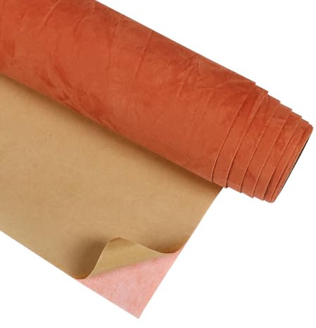 CRE8TIVE Orange Felt Fabric Self Adhesive Wallpaper for Bedroom Removable Wallpaper Thick Velvet Contact Paper for Jewelry Box DIY Craft Vintage Sticky Back Plastic Roll Furniture Cupboard 30cmx200cm