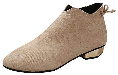 Generico Stivaletti Estivi Donna Bassi Anfibi Firmati Donna Donna Flock Tinta Unita Autunno Suola Spessa Tacchi Quadrati Cerniera Stivaletti Corti Scarpe Punta Stivaletti Bikers Donna Scarpa (A, 40)