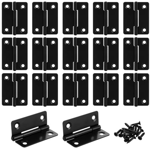 GBACHOOSE 18 Pcs Black Hinges, 2 Inch/50mm Small Hinges for Wood with 72 Screws, Door Hinges for Furniture Hardware Cabinet Closet Door Wood Box