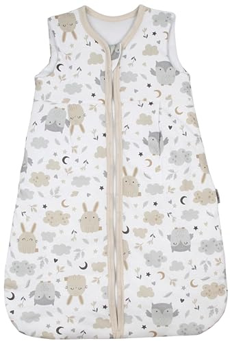 TupTam Schlafsack Baby 2.5 TOG – Atmungsaktiver Winterschlafsack für Kinder, OEKO-TEX zertifiziert, Farbe: Hase/Eule, Größe: 92-98