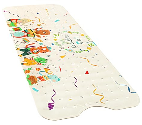 YINENN 40 x 16 Anti Slip Bath Shower Mat with Suction Cups for Shower Cubicles and Bathtub Floors, Extra Large and Machine Washable, Drainage Holes Keep the