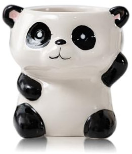 DIYOMR Mini pot de fleurs en céramique en forme d'animal de dessin animé pour plantes succulentes d'intérieur - Pot de fleurs d'intérieur lisse et brillant - Plantes non incluses (panda)