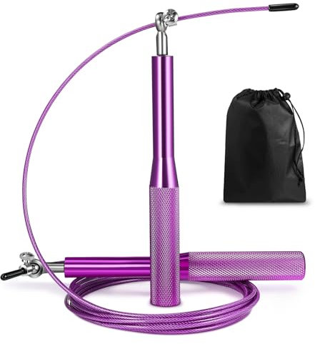 Mexgcom Springseil, Sprungseil Erwachsener FüR FitnessüBungen, 3m Seilspringen Verstellbar Mit Anti-Rutsch Griffe, FüR MäNner, Frauen, Kinder, MäDchen (PURPLE)