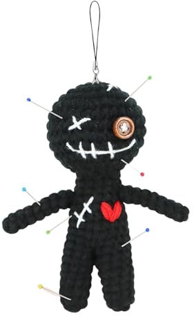DYKeWei Lustige Geschenke für Freunde Kollegen Lustige kleine Voodoo-Puppen Häkelpuppen Häkelpuppen Kuscheltiere Schwarz Puppenzubehör 36 cm (Black, One Size)