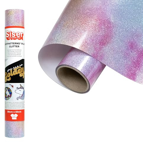 Siser EasyPattern PLUS Glitter - Abstract Rainbow 50 x 30 cm Thermotransfer-Vinyl, Glitter Glitter Vinyl mit vorgedruckten Mustern, für Schneideplotter