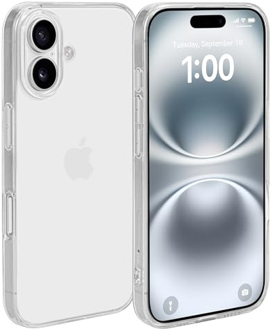 doupi PerfektFit Transparente Schutzhülle kompatibel mit iPhone 16 (6,1 Zoll) - Dünn, Clear, Kabelloses Laden Unterstützend, Super Slim Protective Cover, transparent