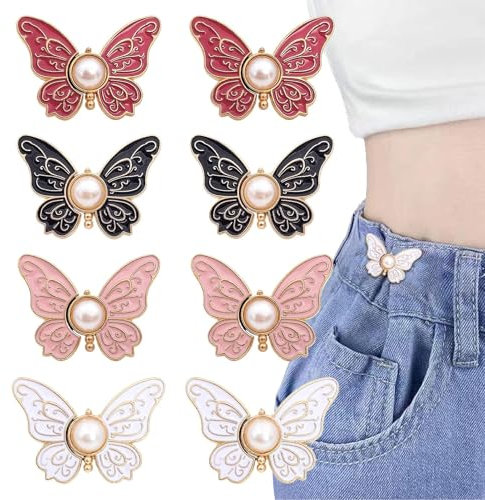 Lot De 8 Pince Pour Pantalon Trop Large, Serre Taille Pantalon De Papillon, Cute Bouton Jean Clipsable, Sans Couture Rendre Vêtement Plus Petits