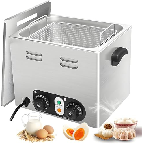 Commercial Egg Boiler 2600w, Stainless Steel Egg Cooker With Mesh Basket, 45 Pcs Large Capacity Electric Poached Egg Maker With Temperature Control & Timer, Egg Poacher Pan For Restaurant