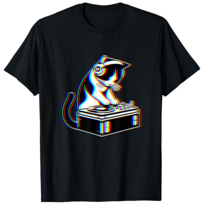Süßes Katzen-Dj House Music EDM Rave Kitten Deejay Feline Raver T-Shirt