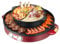 Fichiouy Elektrischer Grill und Fondue Set 220V 2200W 2-in-1 Antihaft-Beschichtung Hot Pot mit Grillplatte 44cm Durchmesser für Fondue BBQ Hotpot Familienfeiern Partys (Rot)