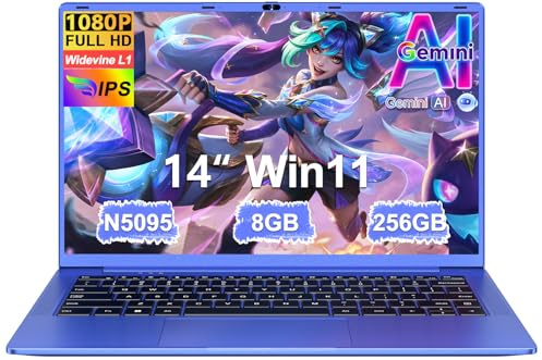Ordenador Portátil 14 Pulgadas Celeron N5095 Upto 2,9 GHz Portatiles 8GB RAM 256GB SSD TF 1TB Win11 LPDDR4 1920*1080 FHD 5G WiFi USB 3.0 Laptop Película Protectora Español - Morado Cuerpo Metálico-2