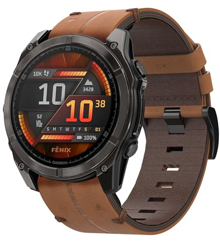 Leder Armband für Garmin Fenix 8 51mm, 26mm Echte Leder Ersatzarmband Quick-Fit Uhrenarmband für Fenix 7X/FEnix 6X/FEnix 6X Pro/FENix 5X/FENix 5X Plus/FENIX 3/FENIX 3/Enduro/Quatix3