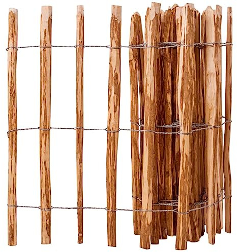 Staketenzaun Haselnussholz 90x500 cm, Naturholz-Lattenzaun für Garten und Grundstück, Robuster Sichtschutz, Langlebiger Gartenzaun