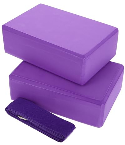 HOODANCOS Juego de 3 Piezas con Taco para Yoga Bloques de Yoga de Espuma EVA y Banda de Flexibilidad Ideales para Sesiones y Gimnasio