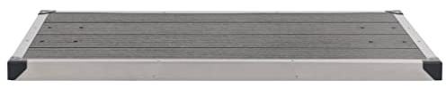 Garten-Duschwanne WPC mit Edelstahlrahmen 110 x 62 cm Grau, flache Duschtasse für Außenbereich, vorgebohrte Befestigungslöcher, inklusive Montagezubehör