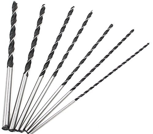 Nuzamas Brocas helicoidales extra largas de 300 mm, juego de 7 herramientas de acero templado de alto carbono 4-10 mm para perforar agujeros en madera