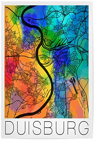 artboxONE Poster 45x30 cm Städte Retro Map of Duisburg - Bild Duisburg Duisburg Germany