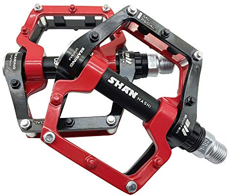 CMUNDLJQ Evetin Plattform Fahrradpedale Aluminium Mountainbike Pedale Stadtrad Trekking Anti-Rutschpedale 181 (Schwarz mit Rot)