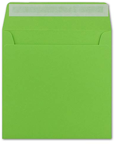 25 Quadratische Brief-Umschläge Hell-Grün - 15,5 x 15,5 cm - 120 g/m² Haftklebung stabile Kuverts ohne Fenster - von Ihrem Glüxx-Agent