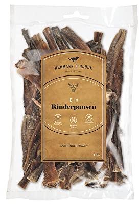 Hermann & Glück Premium Hundesnack Natur, Rinderpanse 1000g, Hunde Leckerlis, Trocken, 1.09kg