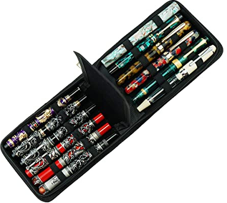 erofa Etui für 12 Füllfederhalter, PU-Leder, Rollerball-Stift-Display-Halter, Tasche, große Kapazität für Ihre Sammlung – Schwarz