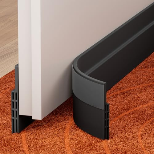GroTheory 2 Pack Under Door Draft Stopper, Home Improvement, Weather Stripping Door Seal, Bottom of Door Sweep, Garage Window Blocker Noise Dust Insulation Draft Guard, 39 L, Black