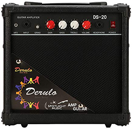 YUEWO 20Watt Amplificatore per chitarra portatile - Ingressi Alto e Basso Altoparlanti, Uscita cuffie, distorsione (Nero)