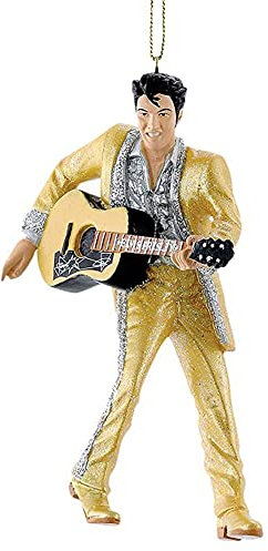 Kurt Adler Baumschmuck Elvis Presley in Gold - Baumkugel Elvis, Weihnachtsdeko, Christbaumkugel, Weihnachten