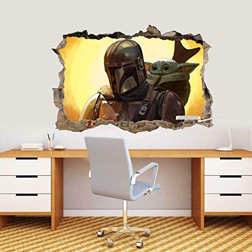 BAOJIAN Wandtattoo Baby Yoda 3D zerschlagen Wandaufkleber Aufkleber dekorative Wandbild