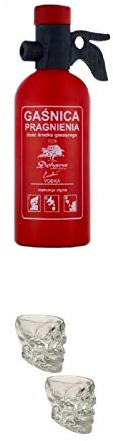 Debowa Polska Excellent Feuerlöscher polnischer Wodka 1,0 Liter + Wodka Totenkopf Shotglas 2 Stück