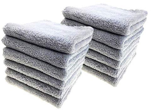 Mr Towels Ultra Soft Edgeless Microfiber Cleaning Towel Pack of 12, All-Purpose Multipurpose Plush 12' x 12' Cleaning Towels, Super Absorbent (Gray)