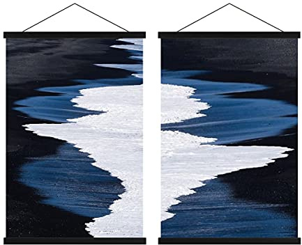 Sanauto A0 Posterleiste Posterschiene Posterleisten 84CM, Magnet Magnetische Holz Poster Aufhänger Halter Rahmen Leisten Bilder Bild Bilderleiste Bilderrahmen (84cm, Schwarz, 2 Packungen)