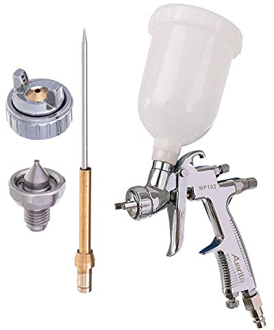 AUARITA Mini LVMP MP-102 - Pistola pulverizadora (2 boquillas de 1,0 mm + 1,2 mm, recipiente de 250 ml)
