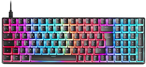 Mars Gaming MKULTRA, Clavier Mécanique Noir RGB, Compact 96%, Switch Outemu SQ Rouge, Espagnol -US