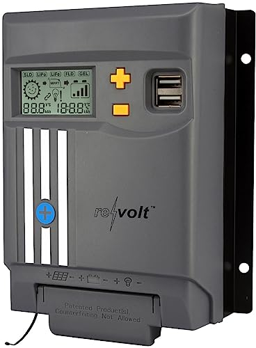 revolt MPPT Regler: MPPT-Solarladeregler für 12/24-V-Batterie, mit 30 A, Display, USB-Port (Laderegler mit USB, Batterie-Laderegler, Autobatterie Statusanzeige)