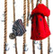 LeTOMA Garderobe aus Jute-Seil mit Metall-Haken zum Aufhängen an der Decke und Wand im Industrial-Design - Praktisch, elegant, platzsparend - 3x Seilgarderobe 200cm lang und 18 Kranhaken aus Stahl