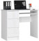 AKORD Schreibtisch A6 90 cm | 3 Schubladen Links | Schreibtisch | Bürotisch | Computertisch | Arbeitstisch | Laptoptisch | Bürmöbel | B90 x H77 x T50 cm | Gewicht 31,00 kg | Weiß/Weiß Hochglanz