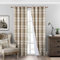 always4u 100% Blackout Curtains Check Eyelet Curtain Bedroom Plaid Woven Brushed Cheque Pair of Highland Woolen Look Window Treatment for Living Room Beige 90 * 90 Inches