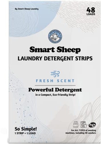 Smart Sheep - Tiras de lavandería - 48 cargas - Tiras de detergente para ropa - Tiras de detergente para pieles sensibles - Prácticas respetuosas con el medio ambiente y sin plástico - Perfecto para