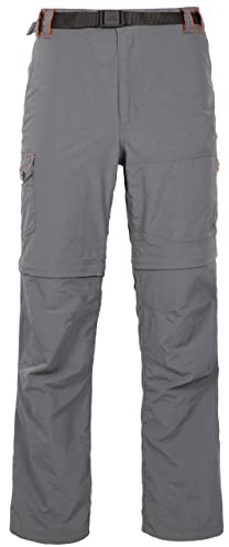 Trespass Mens Walking Trousers Rynne B - Quick Dry, UV 40+ Protection, Mosquito-Repellent, Flat Waist with Elasticated Back Panel, Zip-Off Legs, Front Fly Opening, 6 Pockets, Adjustable Belt