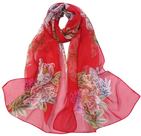 FAIRYGATE Damen Schal Rot Elegant Musselintuch Hochzeit Brautjungfer Abschlussball Stola Chiffon Stahlen Schärpe Schalverpackung A5112